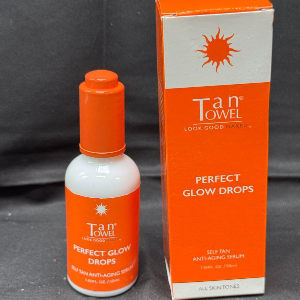 Tan Towel Perfect Glow Drops Self Tan Anti Aging Serum , All Skin Tones NIB